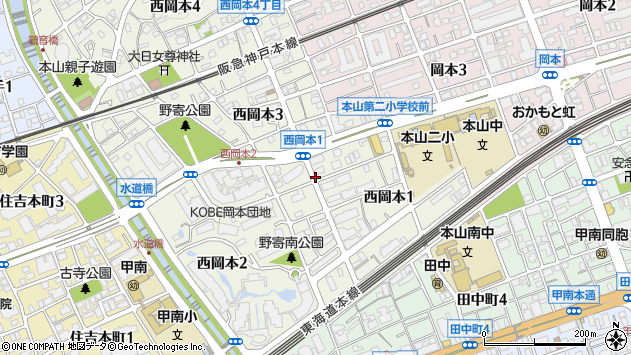 〒658-0073 兵庫県神戸市東灘区西岡本の地図