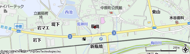 愛知県豊橋市中原町（瓶焼）周辺の地図