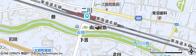 愛知県豊橋市大岩町（南元屋敷）周辺の地図