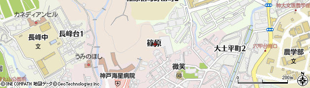 兵庫県神戸市灘区篠原周辺の地図