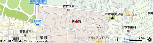 愛知県豊橋市上野町（新上野）周辺の地図