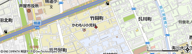 兵庫県芦屋市竹園町周辺の地図