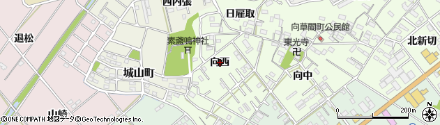 愛知県豊橋市向草間町（向西）周辺の地図
