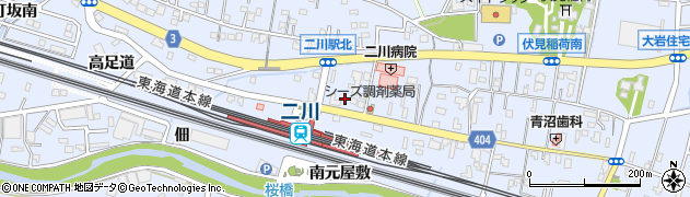 愛知県豊橋市大岩町（北元屋敷）周辺の地図