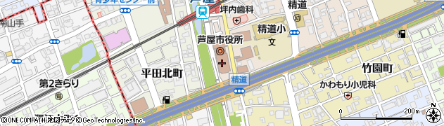 芦屋市役所総務部　人事課・組織・厚生係周辺の地図