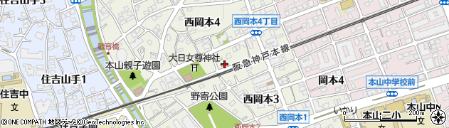 ガーデンコート西岡本周辺の地図