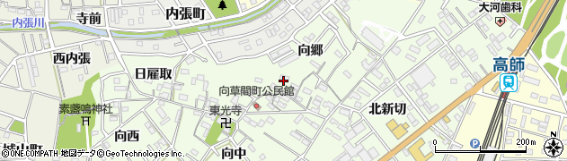 愛知県豊橋市向草間町周辺の地図