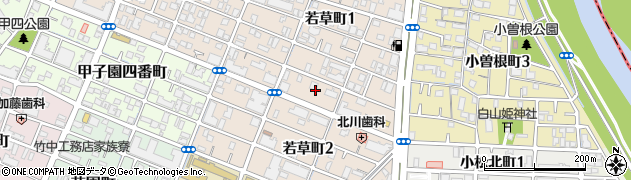 兵庫県西宮市若草町周辺の地図