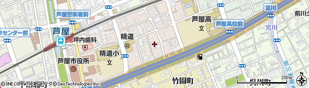 兵庫県芦屋市精道町周辺の地図