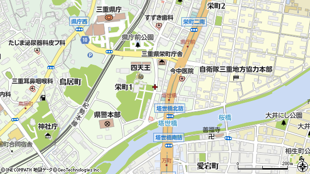 〒514-0004 三重県津市栄町の地図