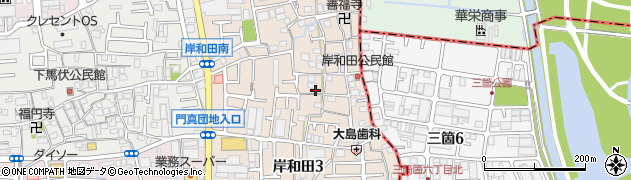 大阪府門真市岸和田周辺の地図