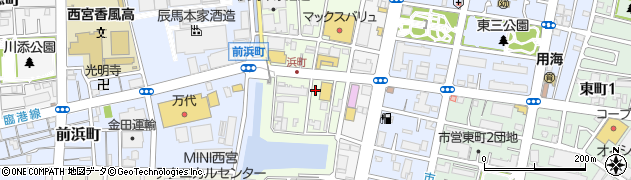 ジーユー西宮浜店駐車場周辺の地図
