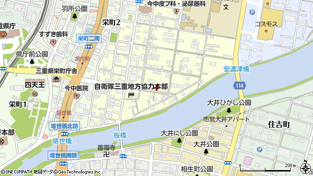 〒514-0003 三重県津市桜橋の地図