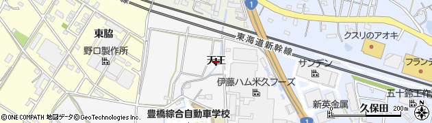 愛知県豊橋市藤並町（天王）周辺の地図