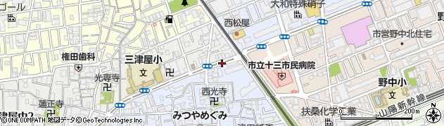 三津屋中一丁目周辺の地図