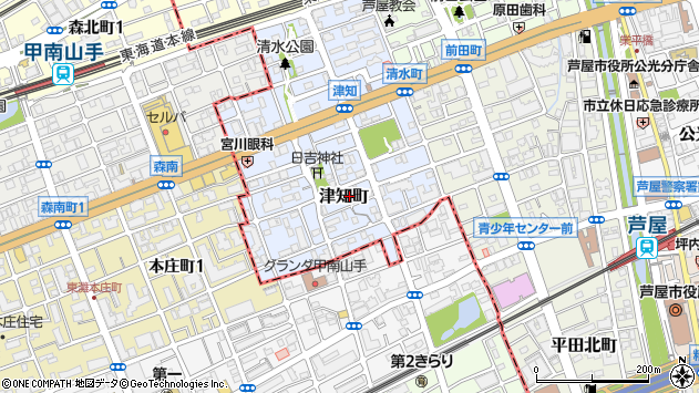 〒659-0075 兵庫県芦屋市津知町の地図