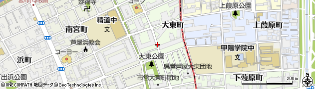 兵庫県芦屋市大東町周辺の地図