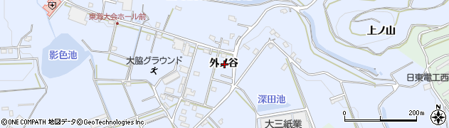 愛知県豊橋市雲谷町外ノ谷周辺の地図