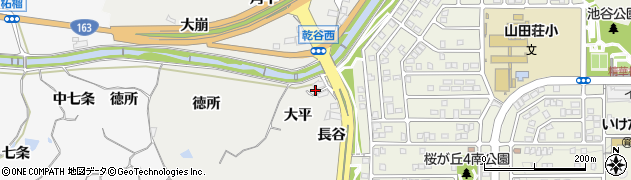 京都府精華町（相楽郡）乾谷（大平）周辺の地図