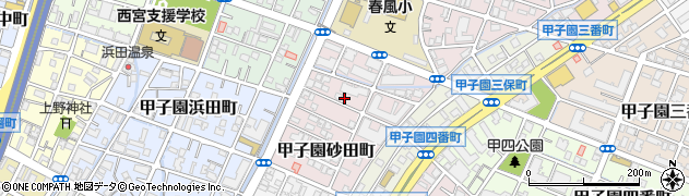 兵庫県西宮市甲子園砂田町1-19周辺の地図