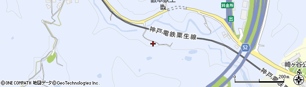 兵庫県神戸市北区山田町藍那（上ノ町）周辺の地図