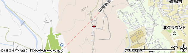 兵庫県神戸市灘区篠原（小屋場山）周辺の地図