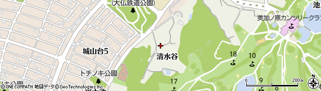 京都府木津川市鹿背山清水谷周辺の地図