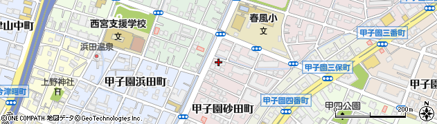 兵庫県西宮市甲子園砂田町1-2周辺の地図