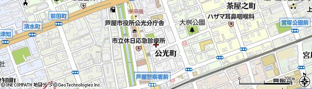 兵庫県芦屋市公光町周辺の地図