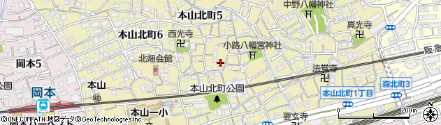 兵庫県神戸市東灘区本山北町周辺の地図
