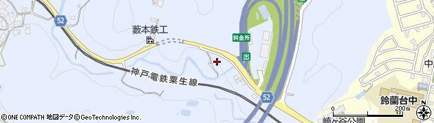 兵庫県神戸市北区山田町藍那（太々谷）周辺の地図