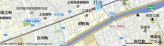 兵庫県芦屋市若宮町周辺の地図
