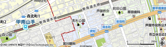 兵庫県芦屋市清水町周辺の地図
