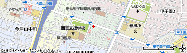 兵庫県西宮市甲子園春風町周辺の地図