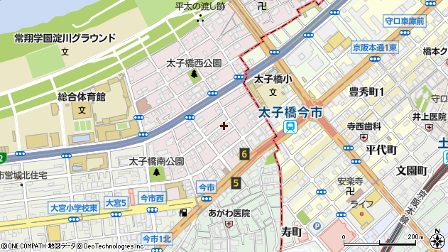 〒535-0001 大阪府大阪市旭区太子橋の地図