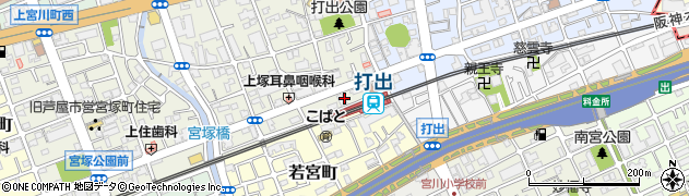 芦屋市立　阪神打出駅前自転車駐車場周辺の地図