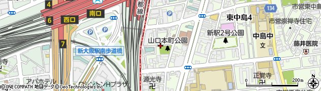 大阪府大阪市東淀川区東中島1丁目周辺の地図