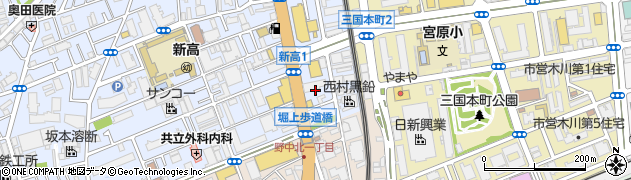 大阪府大阪市淀川区新高1丁目2周辺の地図