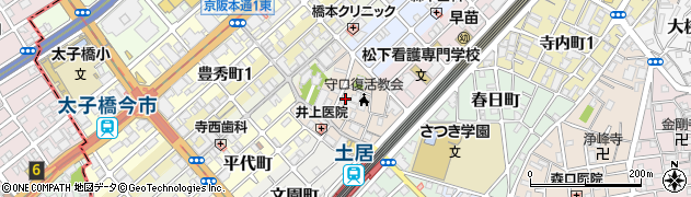大阪府守口市土居町周辺の地図