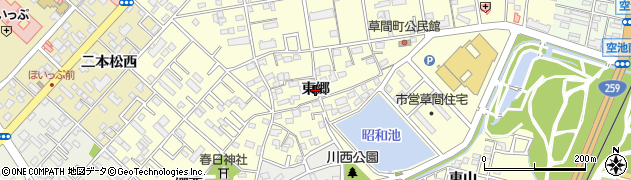 愛知県豊橋市草間町（東郷）周辺の地図
