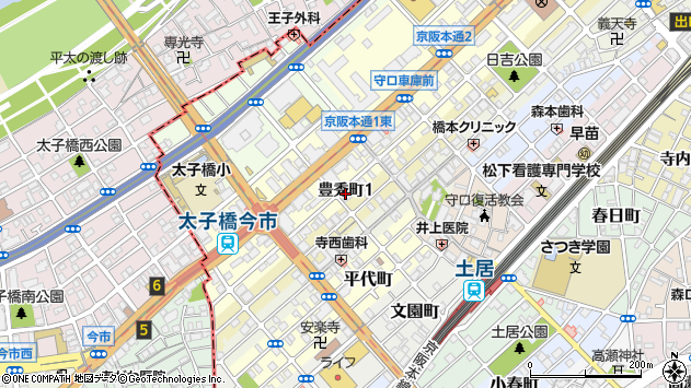 〒570-0082 大阪府守口市豊秀町の地図