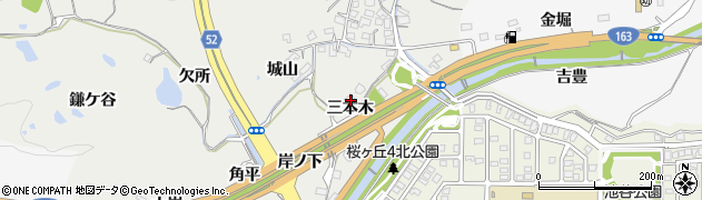 京都府精華町（相楽郡）乾谷（三本木）周辺の地図