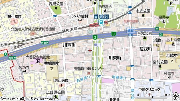 〒662-0951 兵庫県西宮市川西町の地図