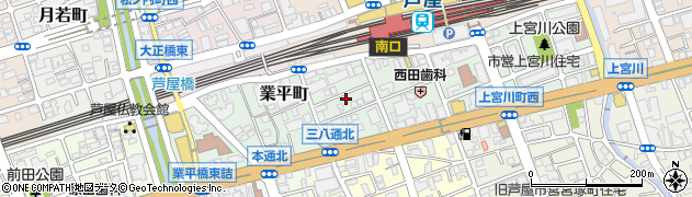 兵庫県芦屋市業平町周辺の地図