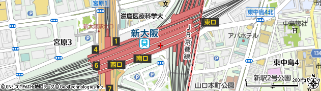 ＪＲ東海新大阪駅・新幹線・車イス乗車受付専用周辺の地図