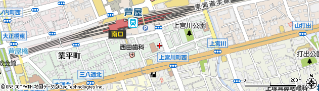 兵庫県芦屋市上宮川町周辺の地図