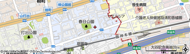 兵庫県芦屋市春日町周辺の地図