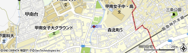 兵庫県神戸市東灘区森北町周辺の地図