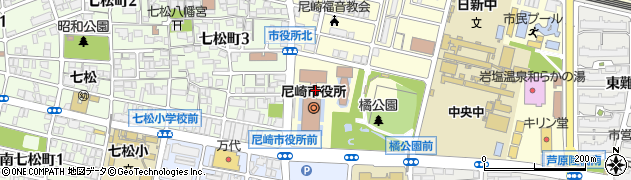 尼崎市役所　尼崎人権啓発協会（公益社団法人）周辺の地図