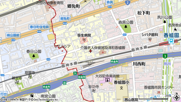 〒662-0964 兵庫県西宮市弓場町の地図
